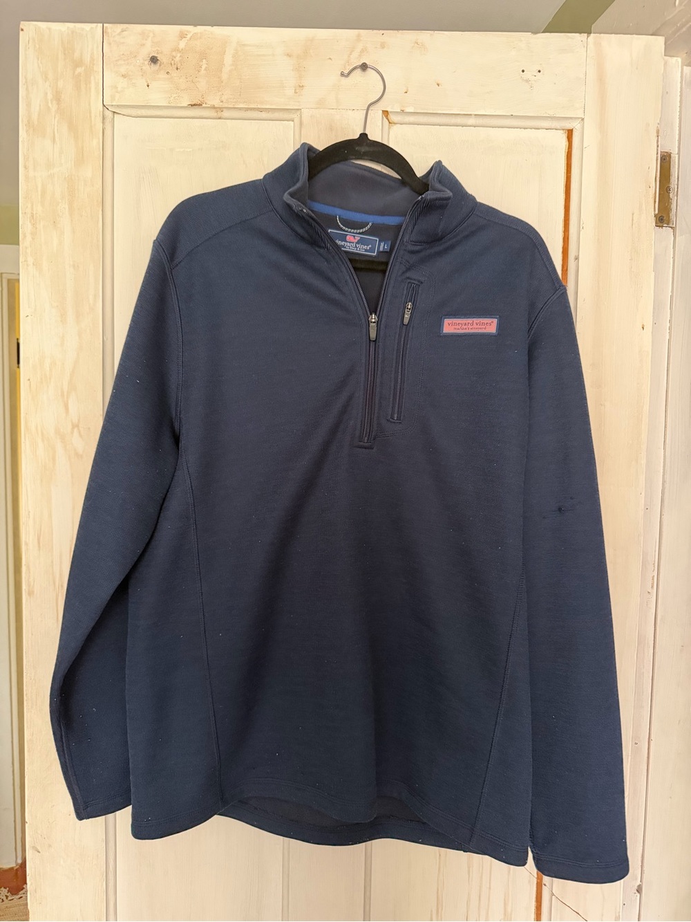 Vineyard Vines Navy Full-Zip Sweater with Subtle Logo. Size L